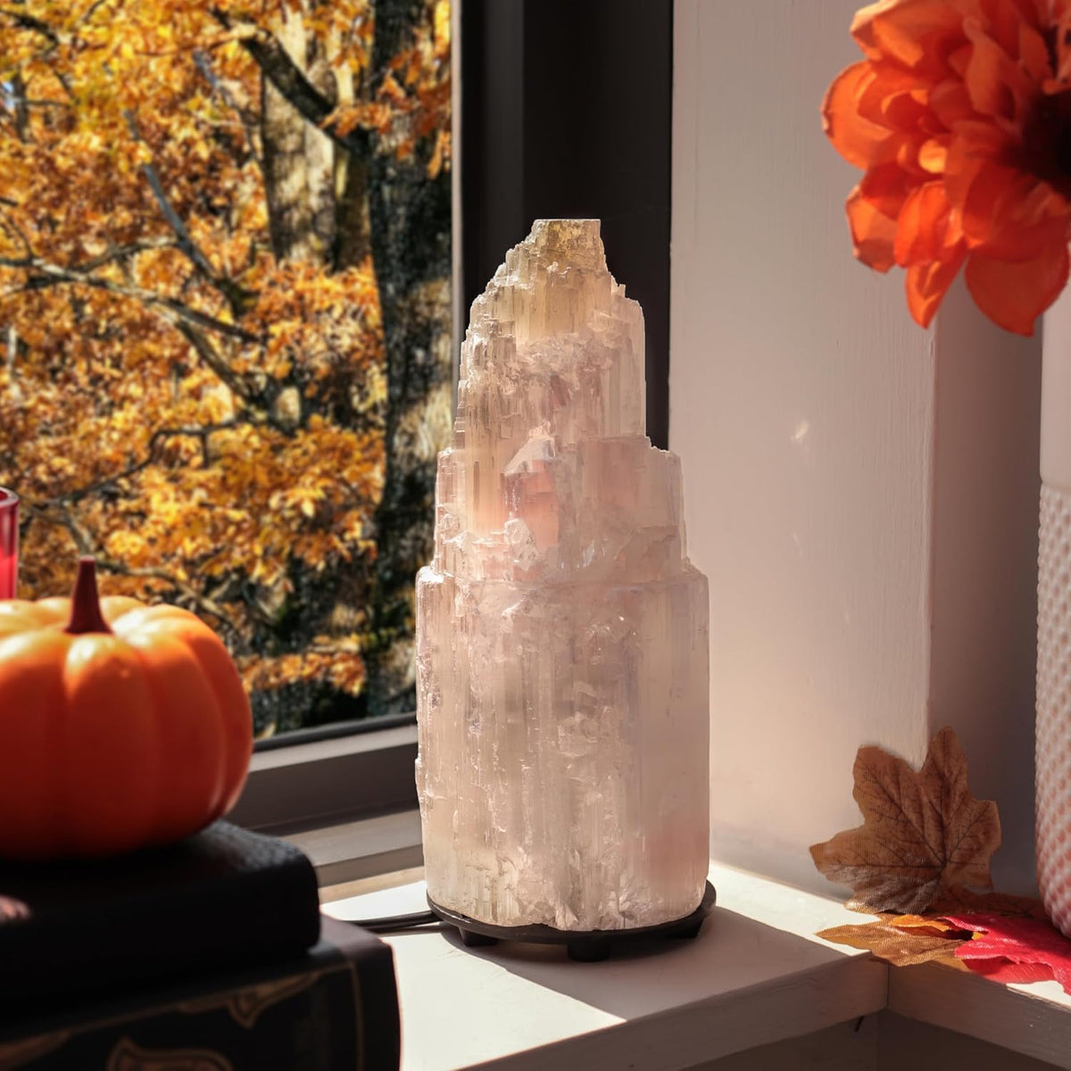 Selenite Crystal Lamp, (ETL Certified), Moroccan Natural Selenite with Switch Cord (Small 20cm)