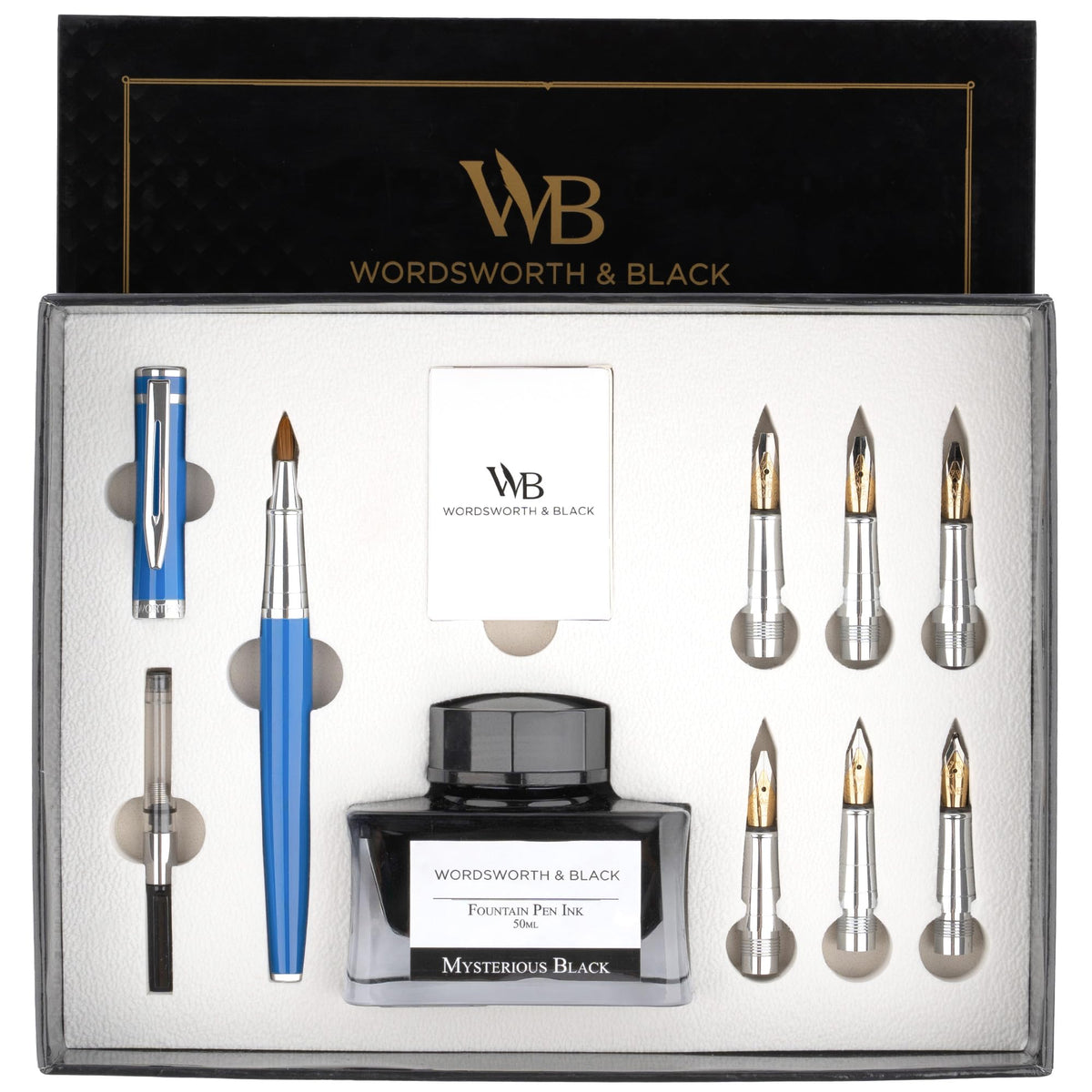 Wordsworth & Black Luxury Calligraphy Pen Set for Writing, 6 Nibs, Rainbow