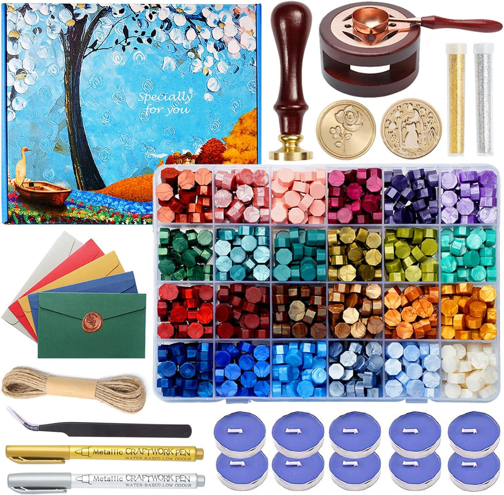 Wax Seal Kit with Gift Box, 624 Pcs