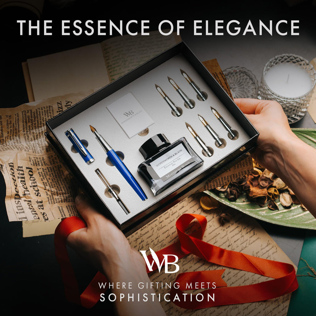 Wordsworth & Black Luxury Calligraphy Pen Set for Writing, 6 Nibs, Rainbow