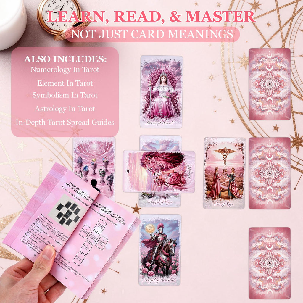 Eternal Gilded Bloom Tarot Cards for Beginners with Guidebook Traditional & Classic Tarot Deck Victorian-Inspired Unique Vintage Art Holographic Gilded Edges 400GSM 78 Cards