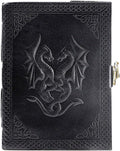Handmade Leather Double Dragon Journal/Writing Notebook Diary/Bound Daily Notepad for Men & Women Unlined Paper Medium, Writing pad Gift for Artist, Sketch (8 x 6, Black)