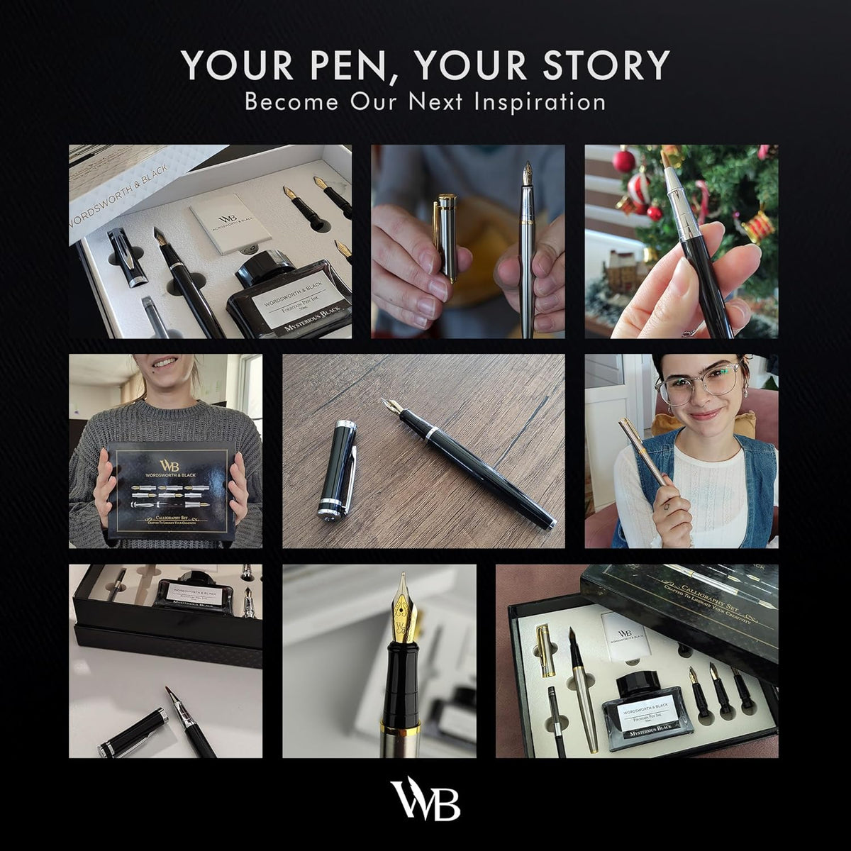 Wordsworth & Black Luxury Calligraphy Pen Set for Writing, 6 Nibs, Rainbow