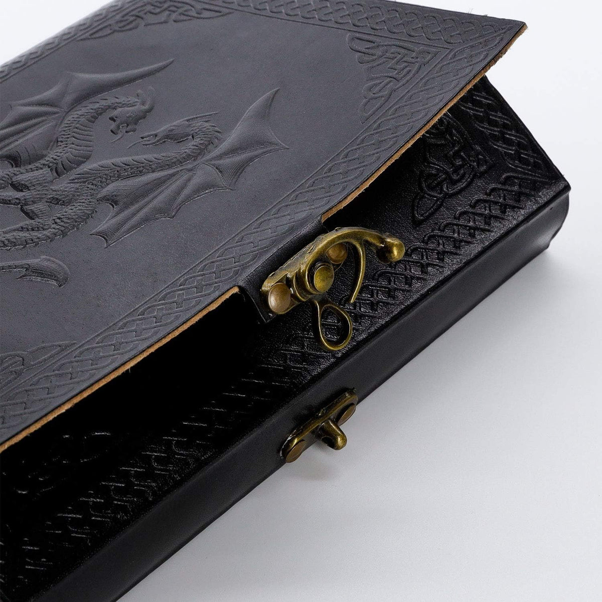 Handmade Leather Double Dragon Journal/Writing Notebook Diary/Bound Daily Notepad for Men & Women Unlined Paper Medium, Writing pad Gift for Artist, Sketch (8 x 6, Black)