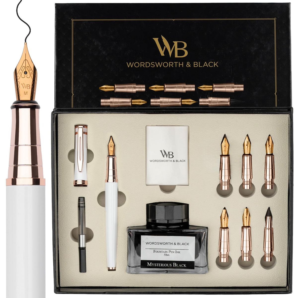 Wordsworth & Black Luxury Calligraphy Pen Set for Writing, 6 Nibs, Rainbow