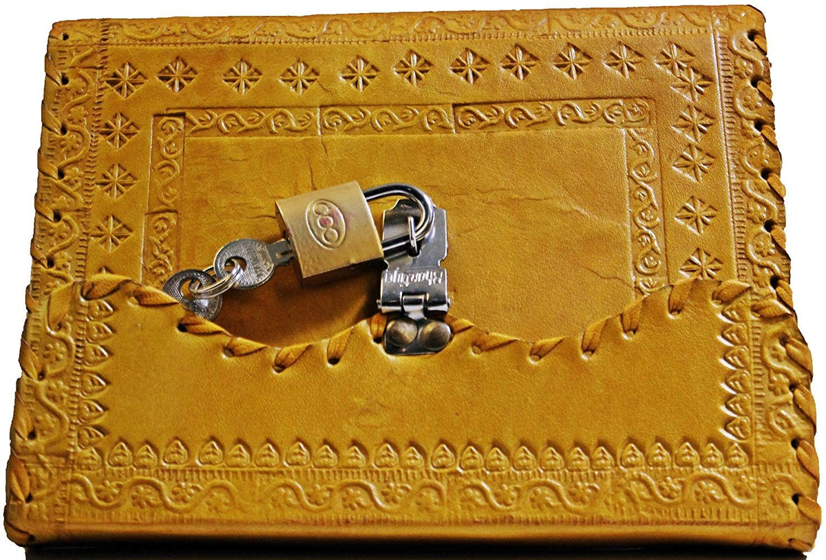 Leather Journal Large Writing Notebook - Handmade Leather Bound Vintage Journal For Women and Men with Lock And Key Gift For Art Sketchbook, Travel Diary And Notebooks To Write In 7 by 5 Inches (King Red)