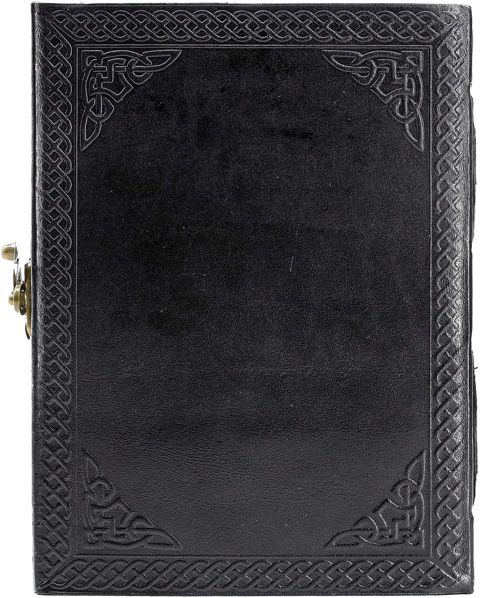 Handmade Leather Double Dragon Journal/Writing Notebook Diary/Bound Daily Notepad for Men & Women Unlined Paper Medium, Writing pad Gift for Artist, Sketch (8 x 6, Black)