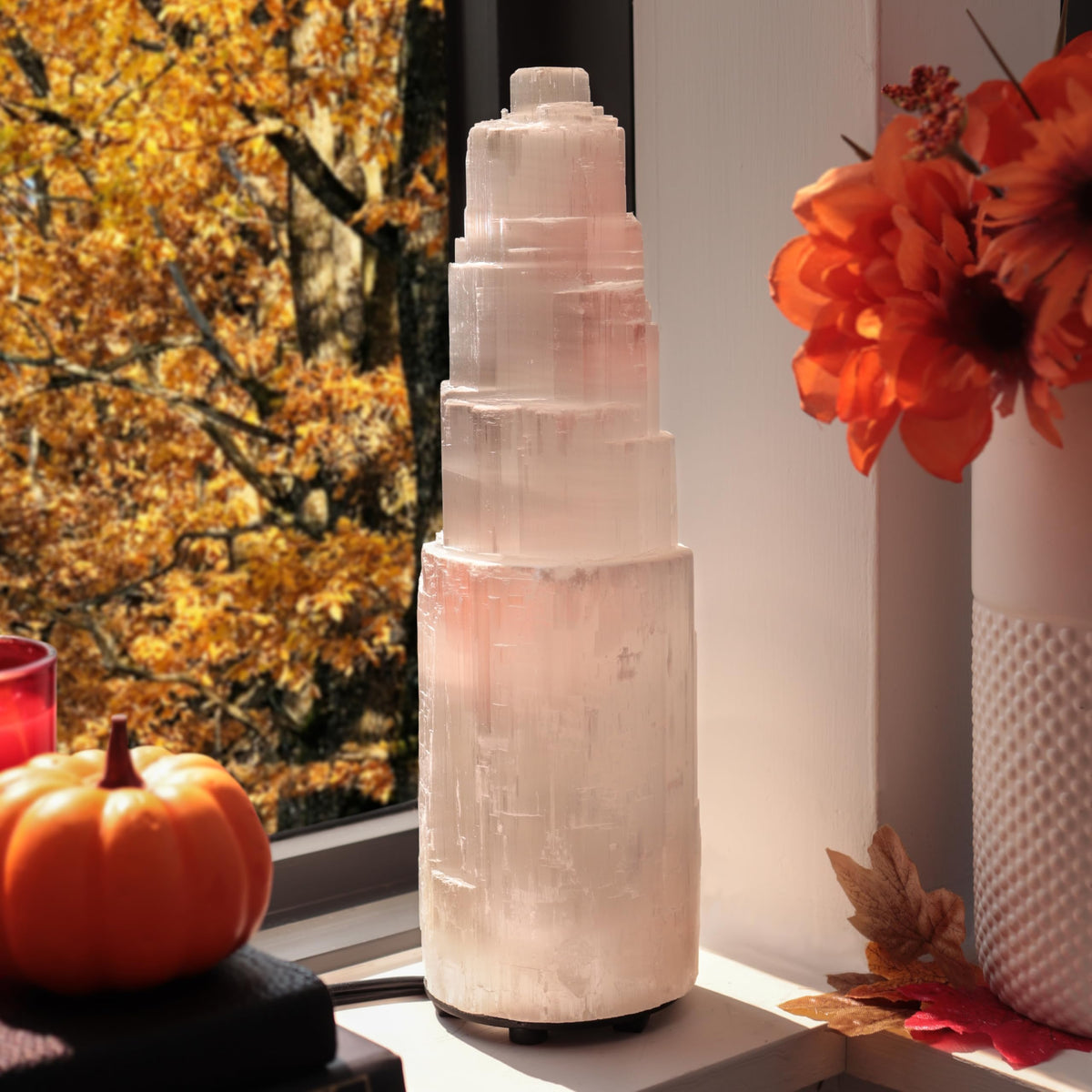 Selenite Crystal Lamp, (ETL Certified), Moroccan Natural Selenite with Switch Cord (Small 20cm)