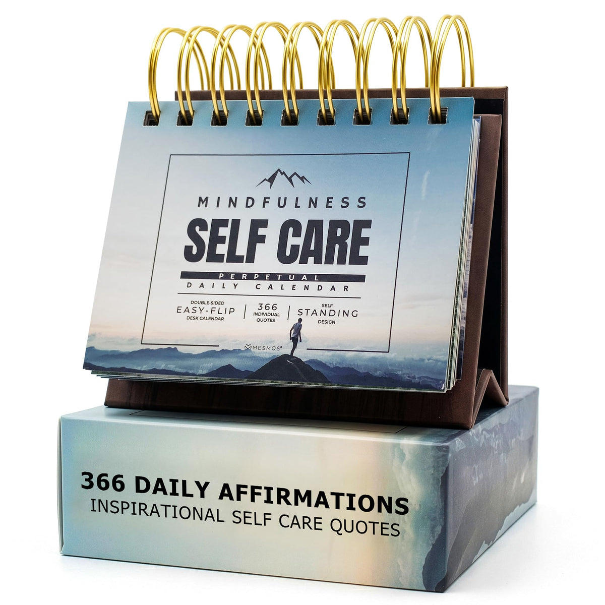 MESMOS Mindfulness Perpetual Flip Calendar with 366 Daily Affirmations - Self Care Gifts for Women, Teacher Appreciation, Inspirational Office Desk Decor, Stress Relief Desk Accessory Gift for Women