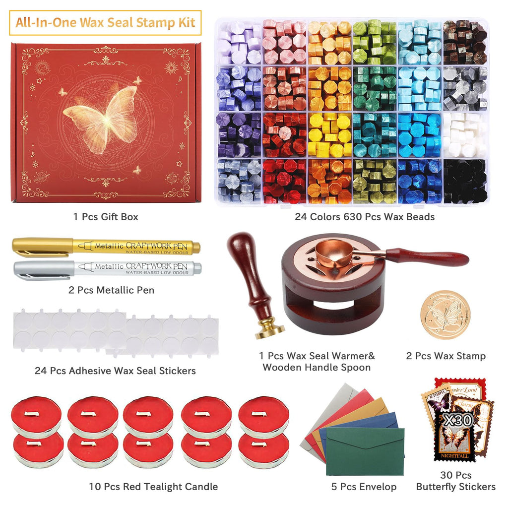 Wax Seal Kit with Gift Box, 624 Pcs