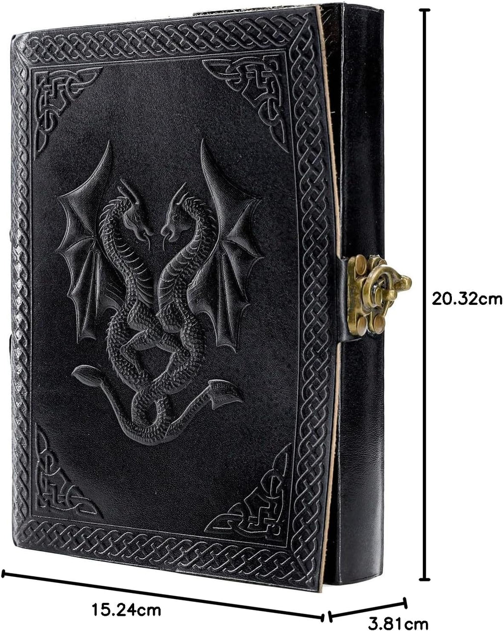 Handmade Leather Double Dragon Journal/Writing Notebook Diary/Bound Daily Notepad for Men & Women Unlined Paper Medium, Writing pad Gift for Artist, Sketch (8 x 6, Black)