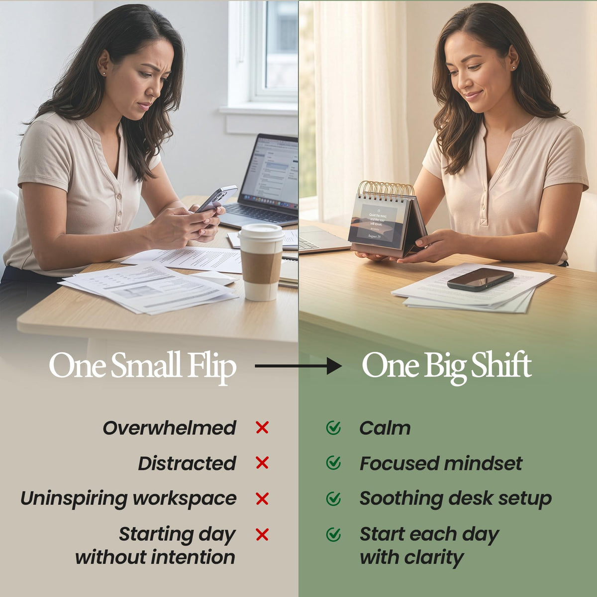 MESMOS Mindfulness Perpetual Flip Calendar with 366 Daily Affirmations - Self Care Gifts for Women, Teacher Appreciation, Inspirational Office Desk Decor, Stress Relief Desk Accessory Gift for Women