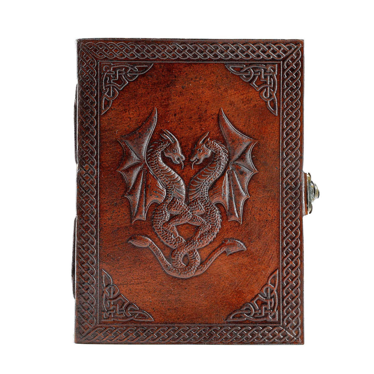 Handmade Leather Double Dragon Journal/Writing Notebook Diary/Bound Daily Notepad for Men & Women Unlined Paper Medium, Writing pad Gift for Artist, Sketch (8 x 6, Black)