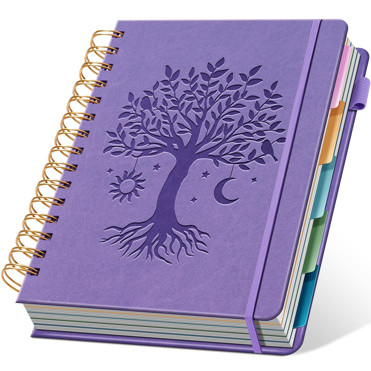 Ovesmusl Hardcover Spiral Notebook 8.5" x 11" with 5 Removable Dividers 300 Pages Leather 5 Subject Notebook College Ruled 100GSM Large Spiral Notebooks for Work Thick Lined Journal for Women, Green