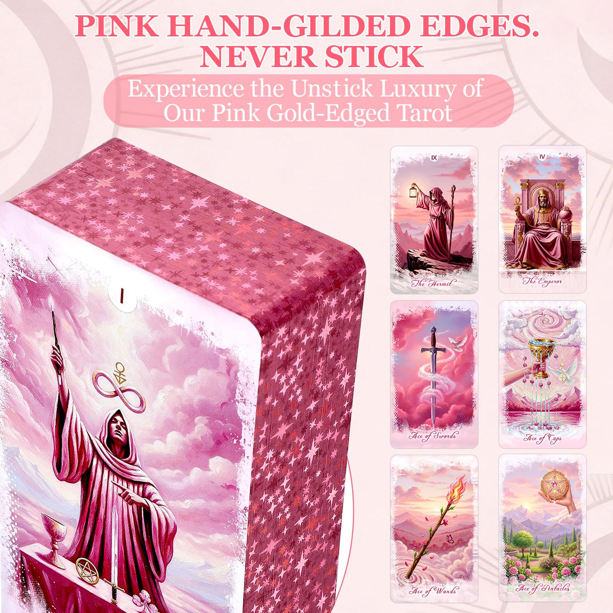 Eternal Gilded Bloom Tarot Cards for Beginners with Guidebook Traditional & Classic Tarot Deck Victorian-Inspired Unique Vintage Art Holographic Gilded Edges 400GSM 78 Cards