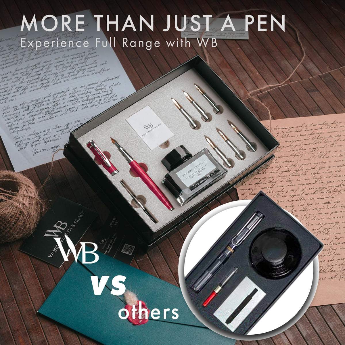 Wordsworth & Black Luxury Calligraphy Pen Set for Writing, 6 Nibs, Rainbow