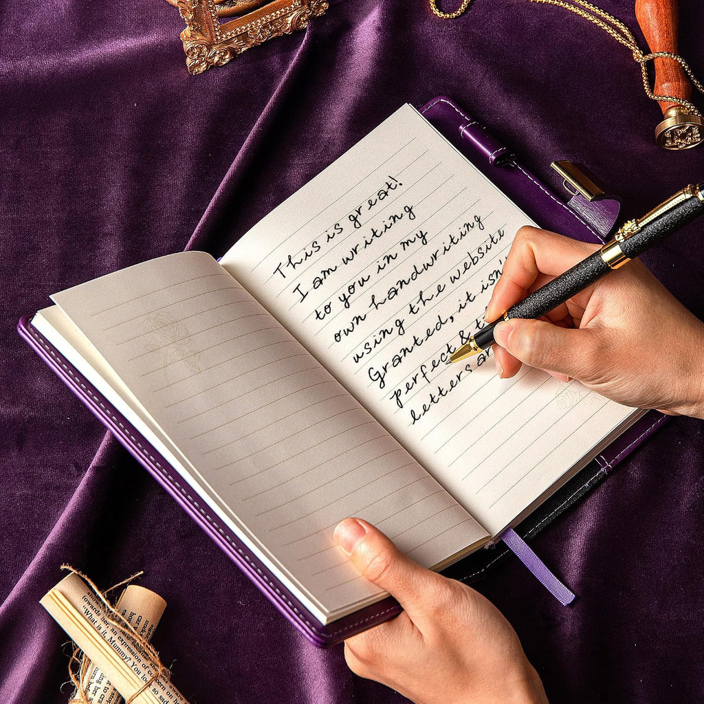 Vintage Leather Journal Notebook with Combination Lock, B6 Embossed Flower Secret Diary Ruled Lined Paper for Writing, Gift for Women Girls Children (Purple)