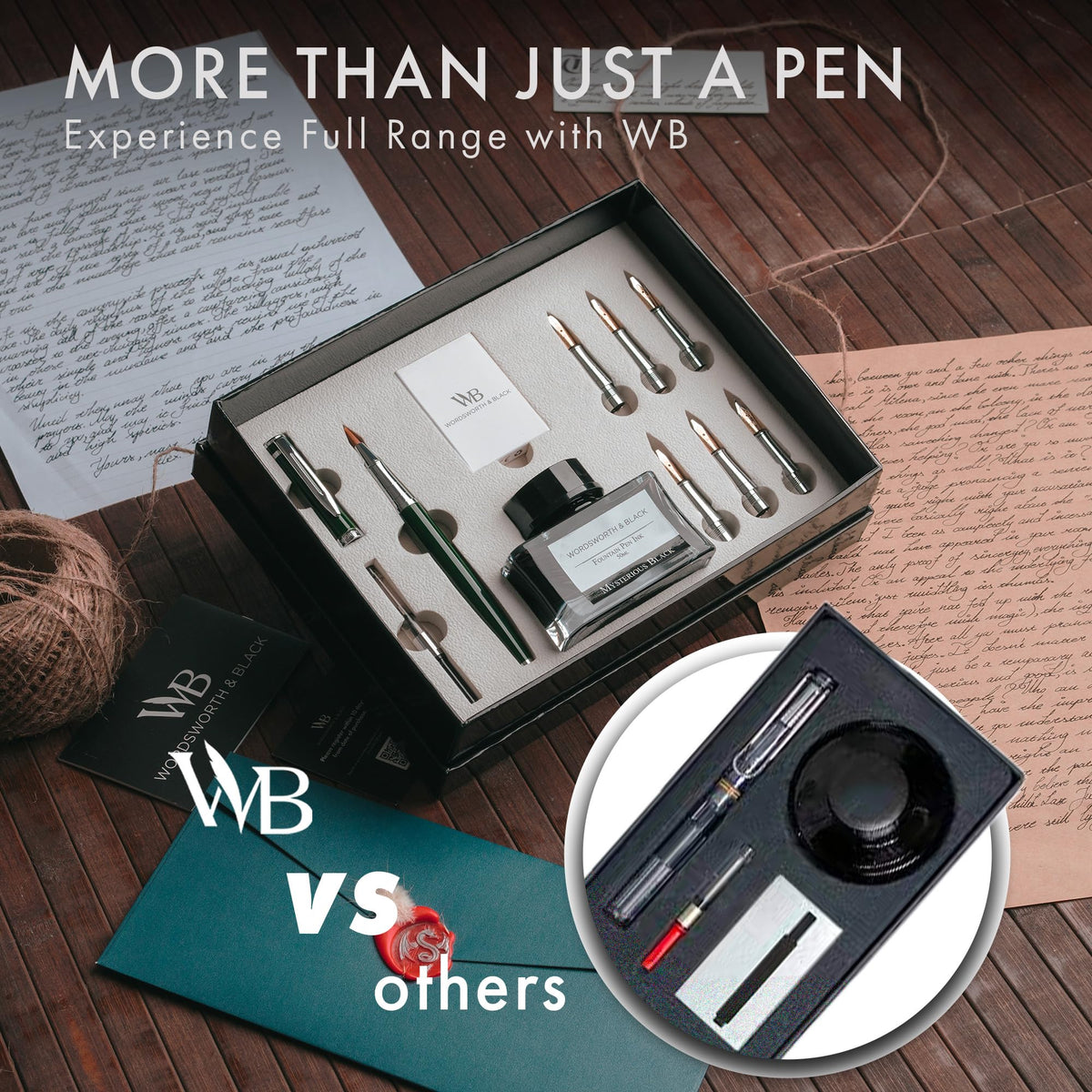 Wordsworth & Black Luxury Calligraphy Pen Set for Writing, 6 Nibs, Rainbow