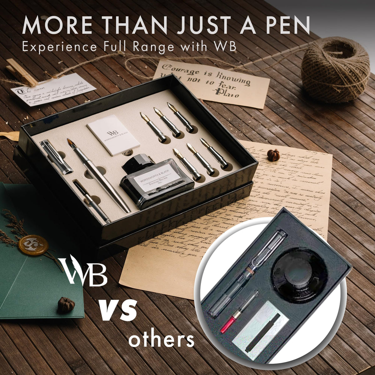 Wordsworth & Black Luxury Calligraphy Pen Set for Writing, 6 Nibs, Rainbow