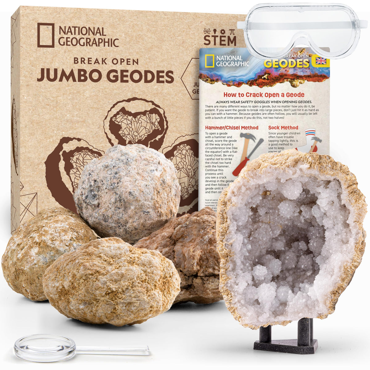 National Geographic Break Open 10 Premium Geodes Science Kit for Kids