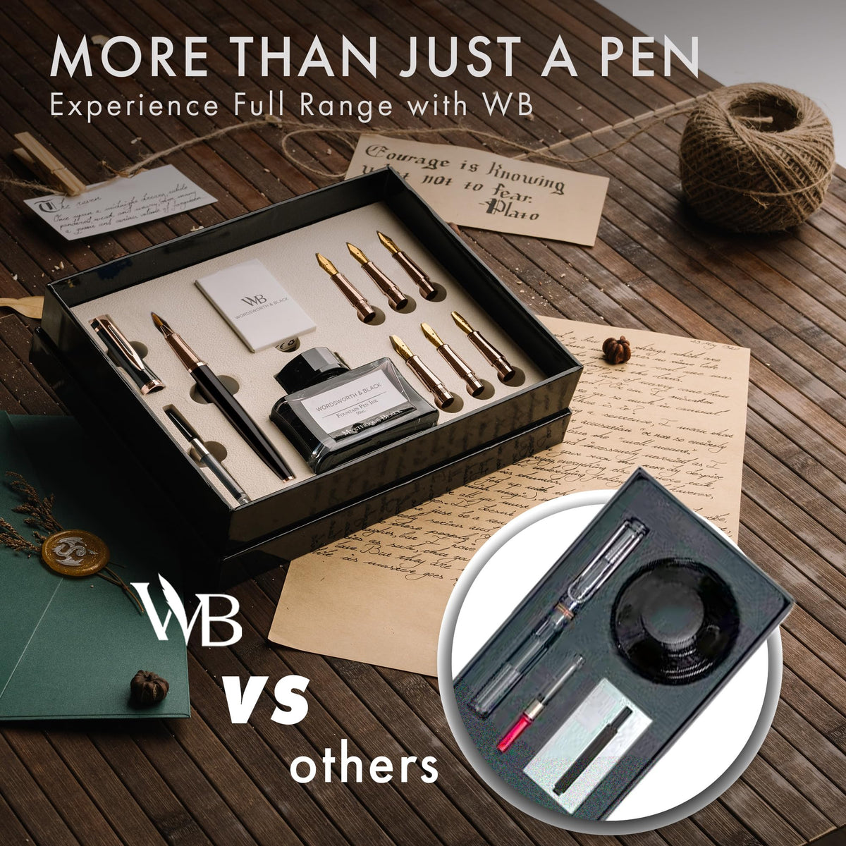 Wordsworth & Black Luxury Calligraphy Pen Set for Writing, 6 Nibs, Rainbow