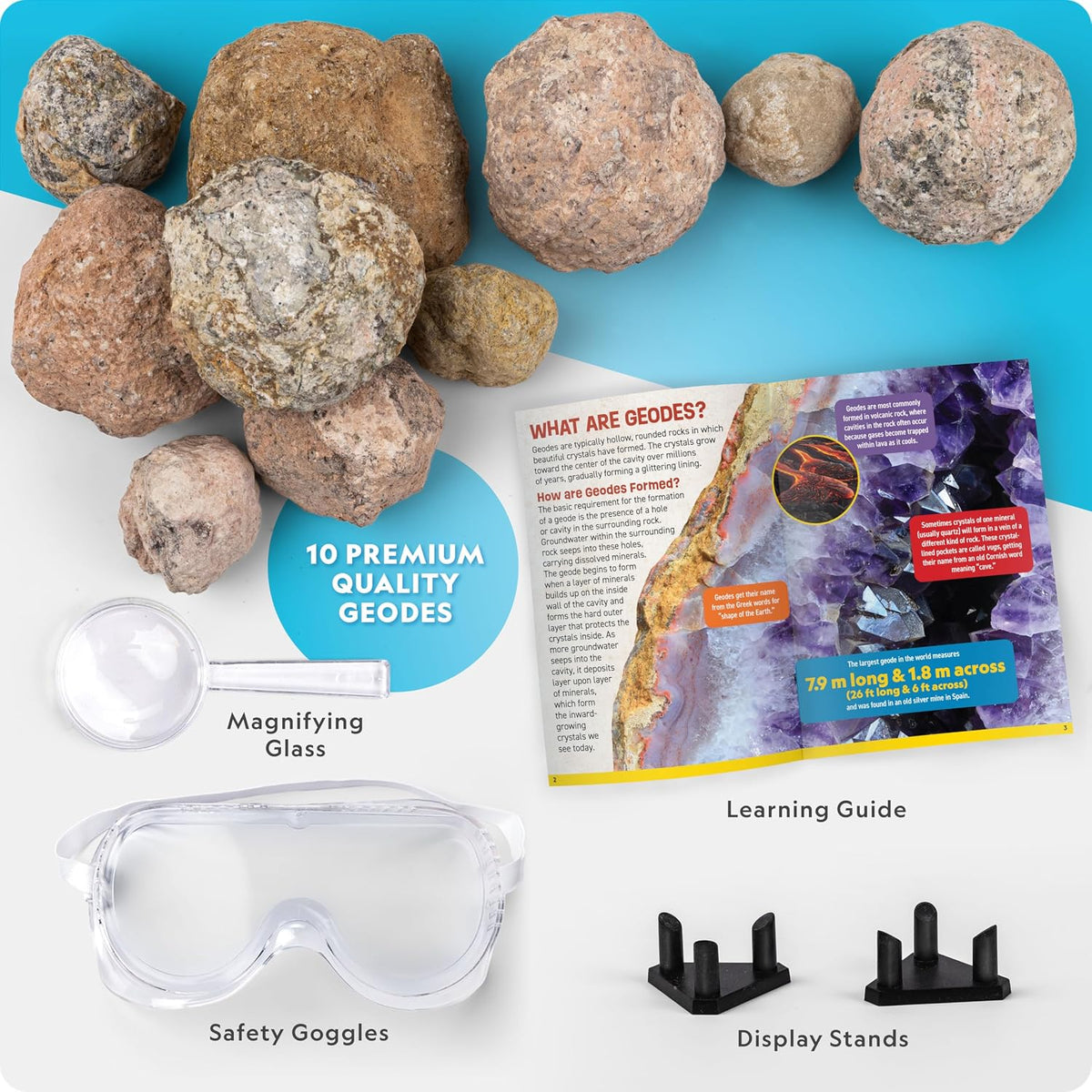 National Geographic Break Open 10 Premium Geodes Science Kit for Kids
