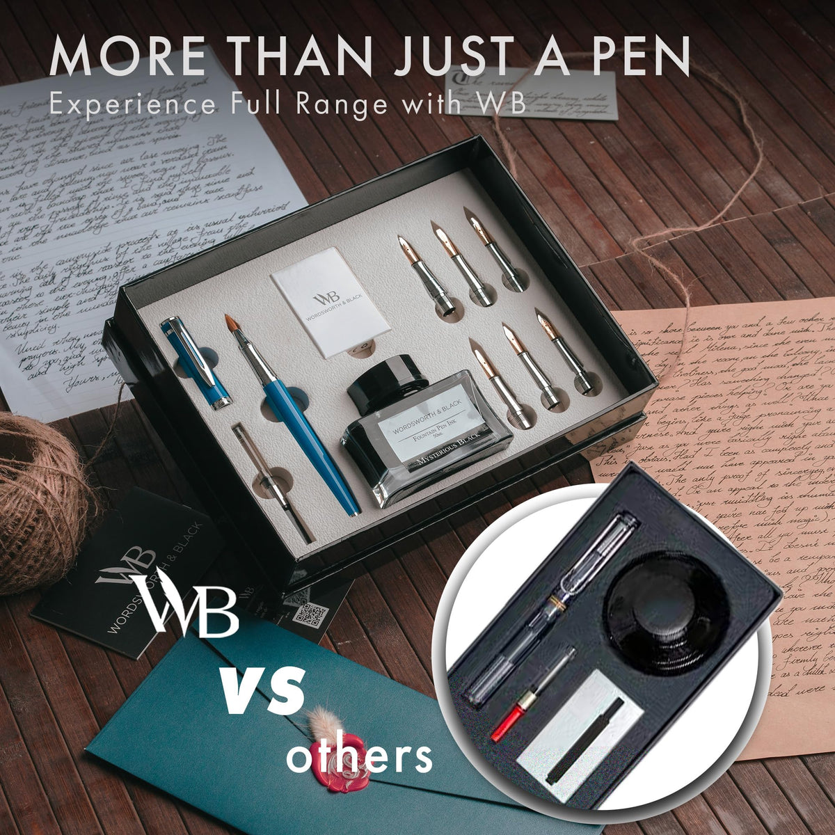 Wordsworth & Black Luxury Calligraphy Pen Set for Writing, 6 Nibs, Rainbow