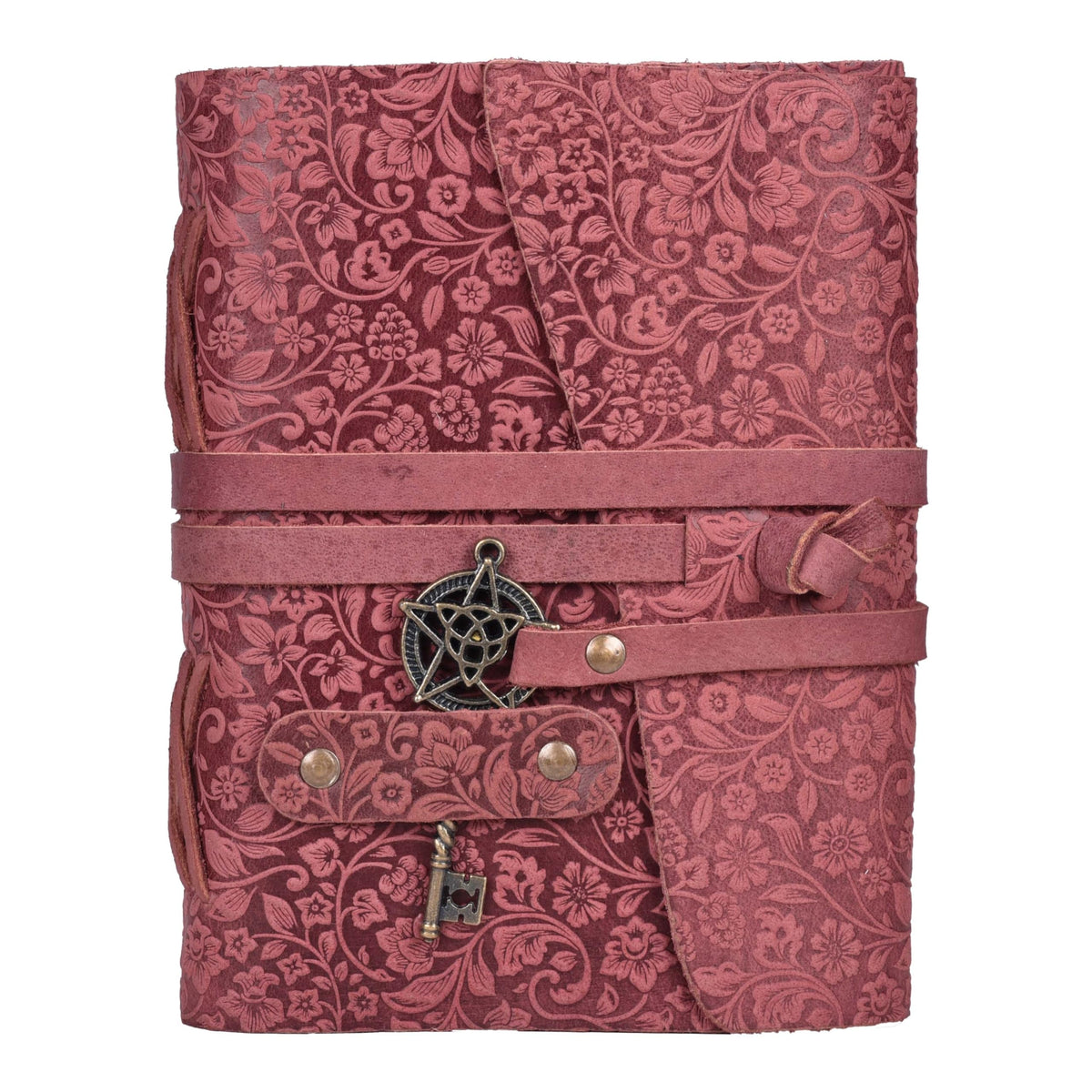 LEATHER VILLAGE Wiccan Journal Floral Pentagram, Green 7x5