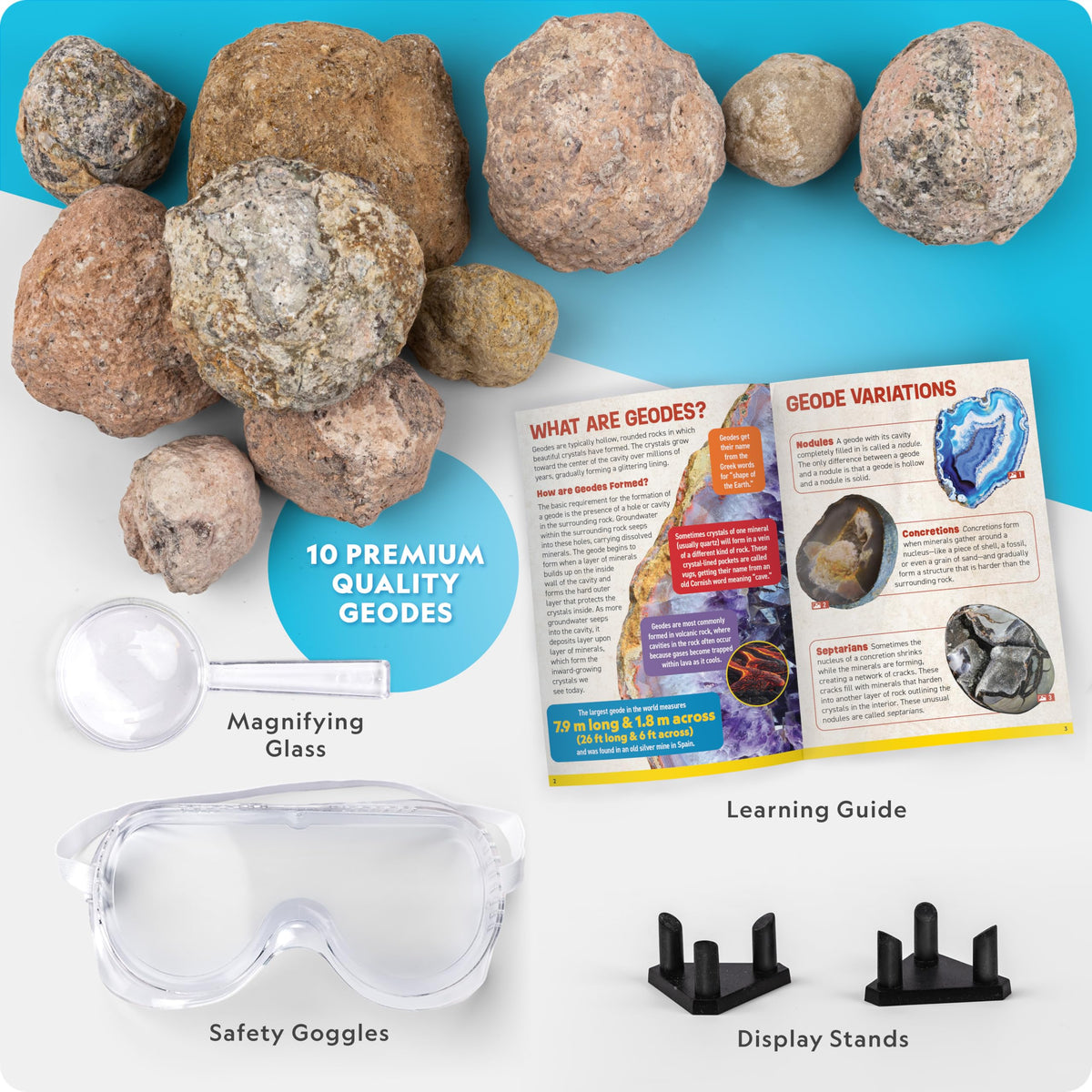 National Geographic Break Open 10 Premium Geodes Science Kit for Kids