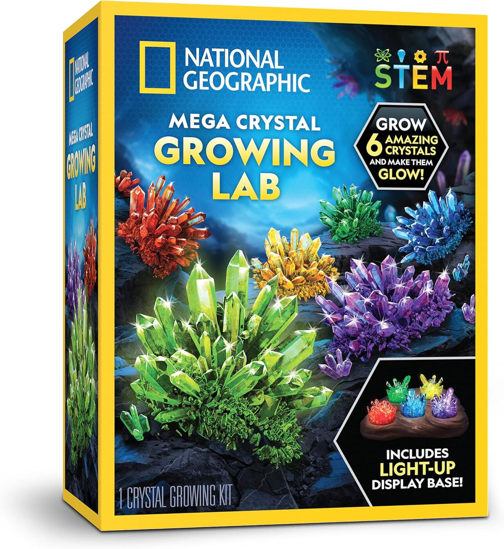 National Geographic Mega Crystal Growing Kit with 6 Crystals for Kids 8-10