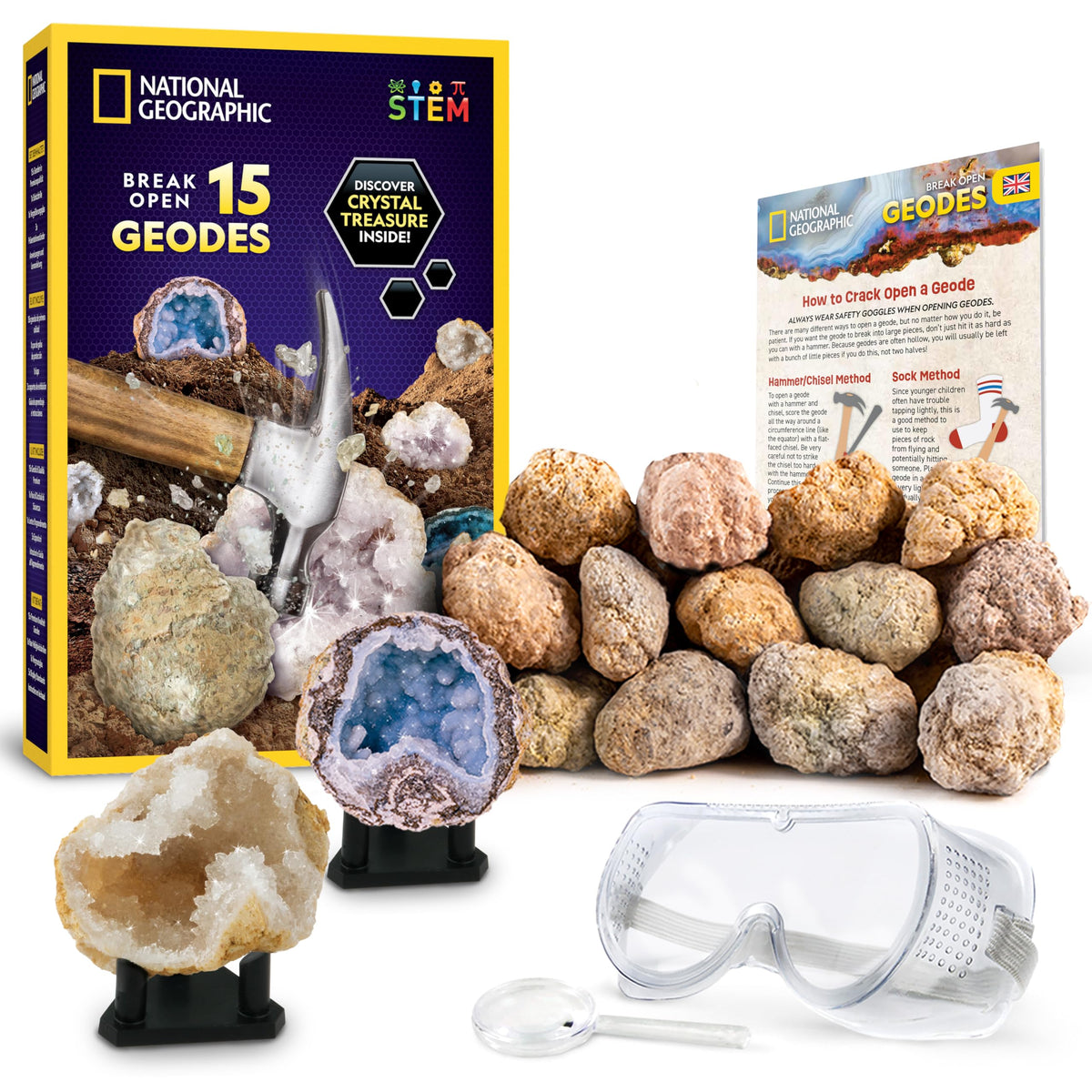 National Geographic Break Open 10 Premium Geodes Science Kit for Kids